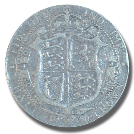 1906 United Kingdom Edward VII Half Crown Silver Coin